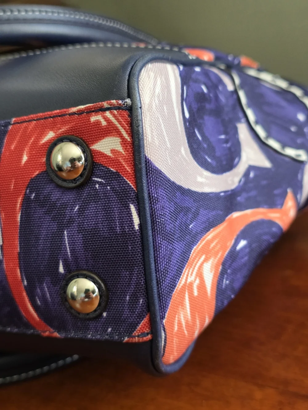 Coach Candace 19951 Legacy Navy Multicolor Leather Carryall Satchel Bag